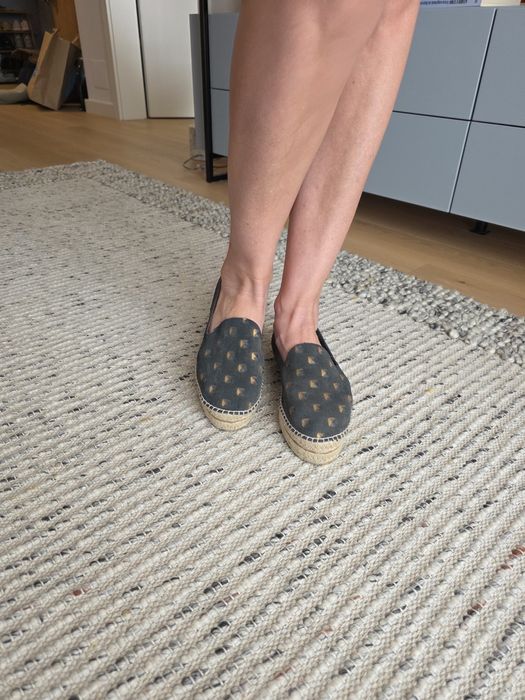 Espadrile Manebi din piele naturala cu talpa dubla de iuta, marimea 40