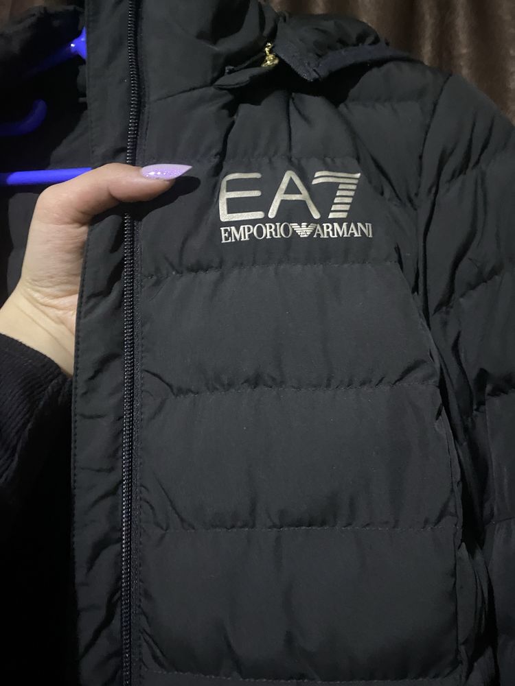 Geaca EA7 Emporio Armani neagra regulat fit