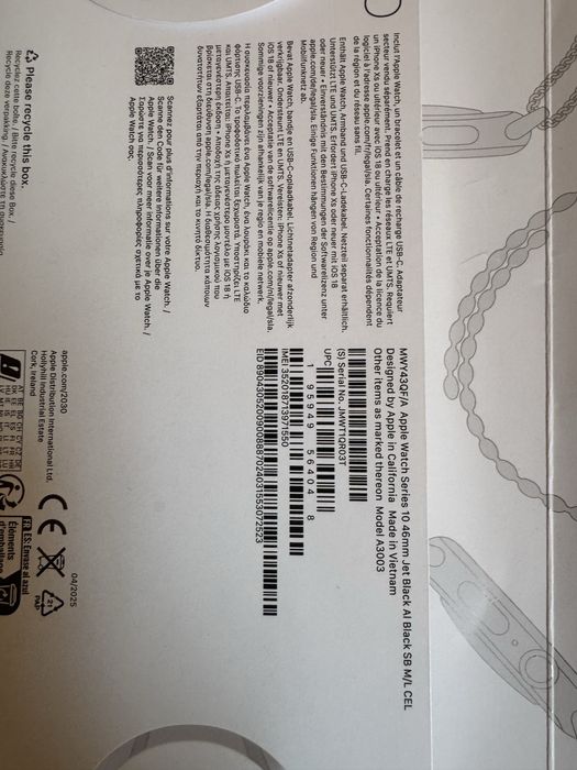 Apple Watch 10 GPS, Jet Black Aluminum Case 46 мм, Black Sport Band