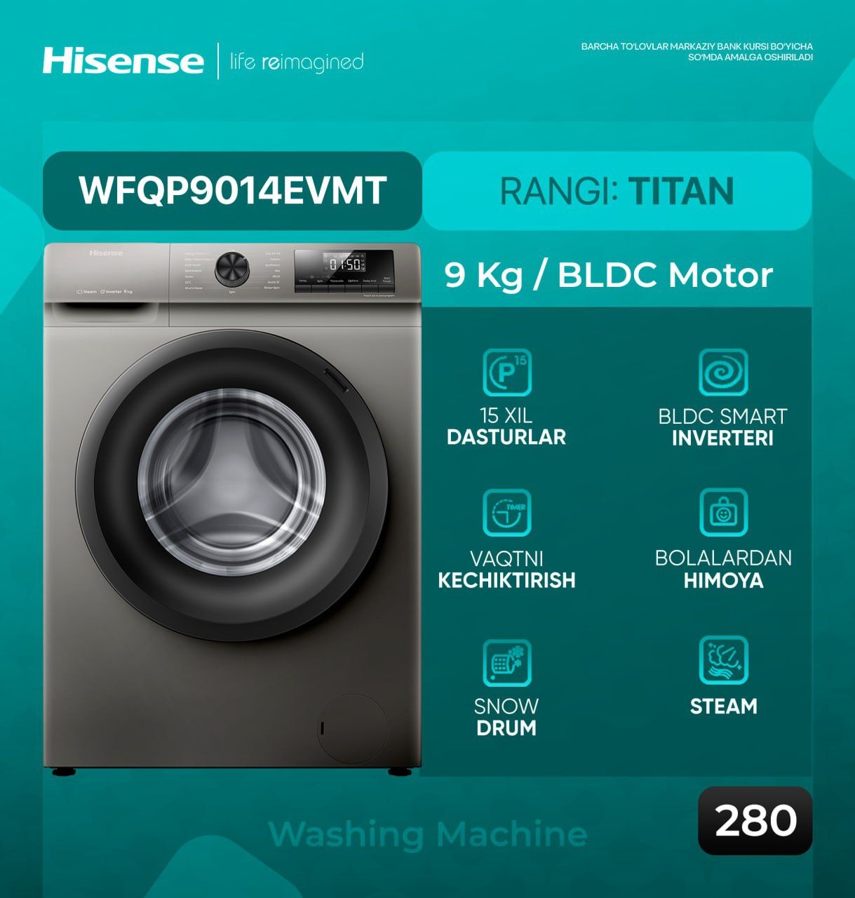 Hisense Brendidan Kir yuvish mashinasi,стиральная машинка