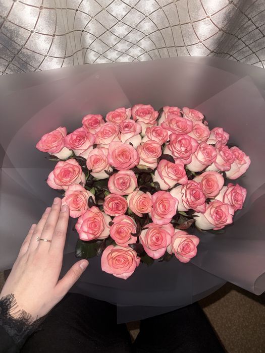 Букет свежих роз — нежно-розовые (новый)