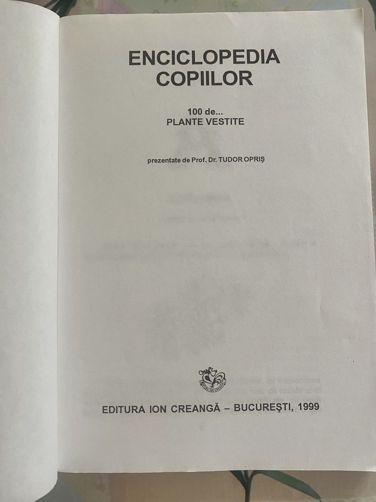 Enciclopedia Copiilor de plante vestite—prof. dr. Tudor Opriș-