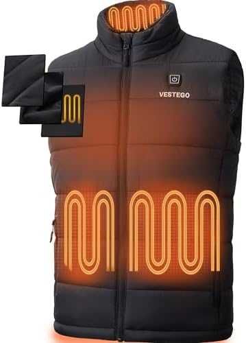 Нов черен Зимен отопляем елек 6 зони + батерия 16000mAh за мъже