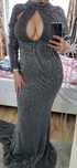 Rochie de seara eleganta lunga gri cu paiete