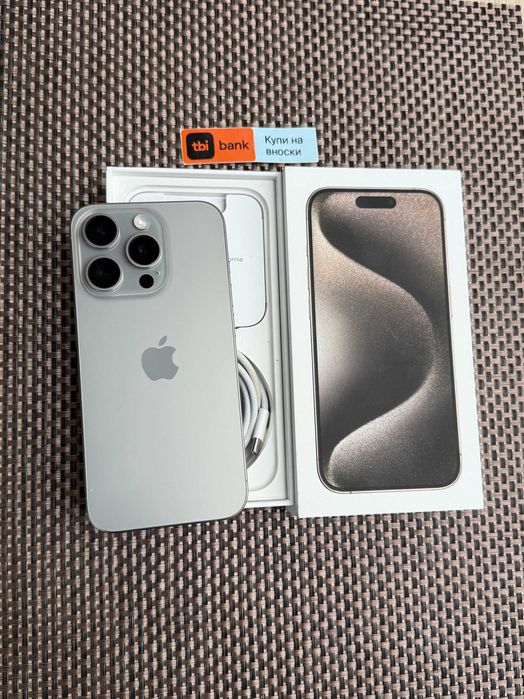 256Gb! iPhone 15 Pro Лизинг от 50лв/мес Natural Titan опция изплащане