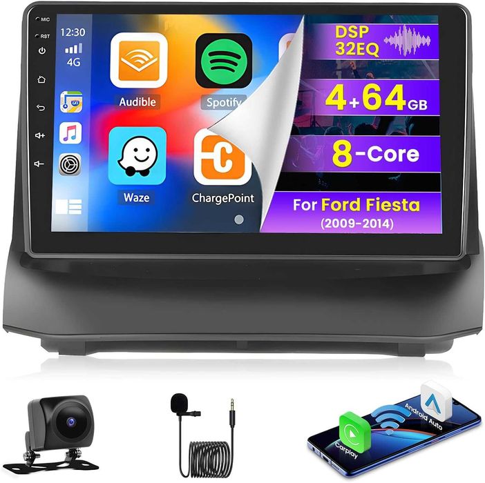 Hikity Android 13 авто радио за Ford Fiesta MK6 9" 4G+64G
