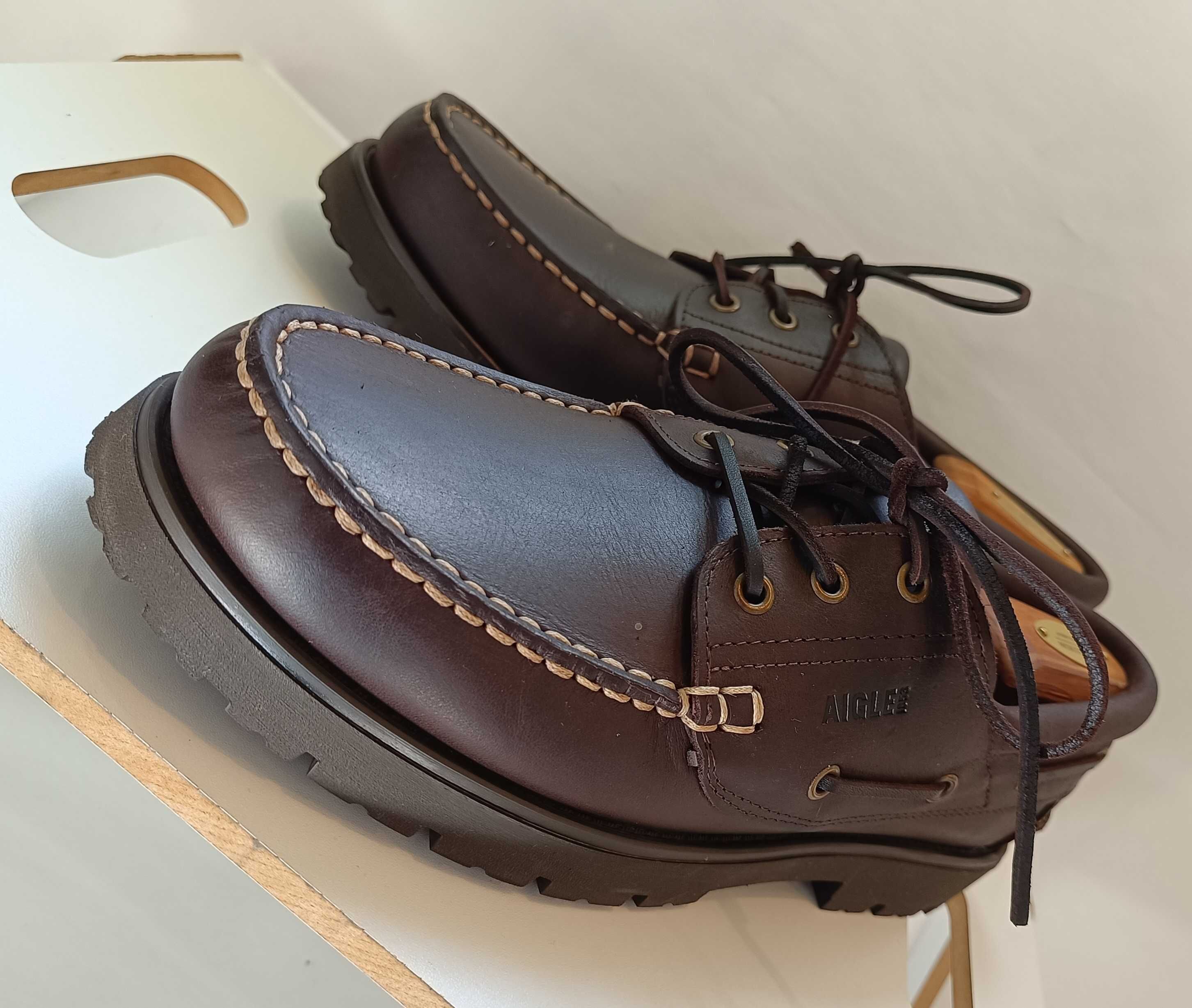 Pantofi boat 46 premium AIGLE Noi piele naturala superioara