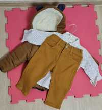 Set camasa-pantalon si geaca iarna bebe 9-12 luni