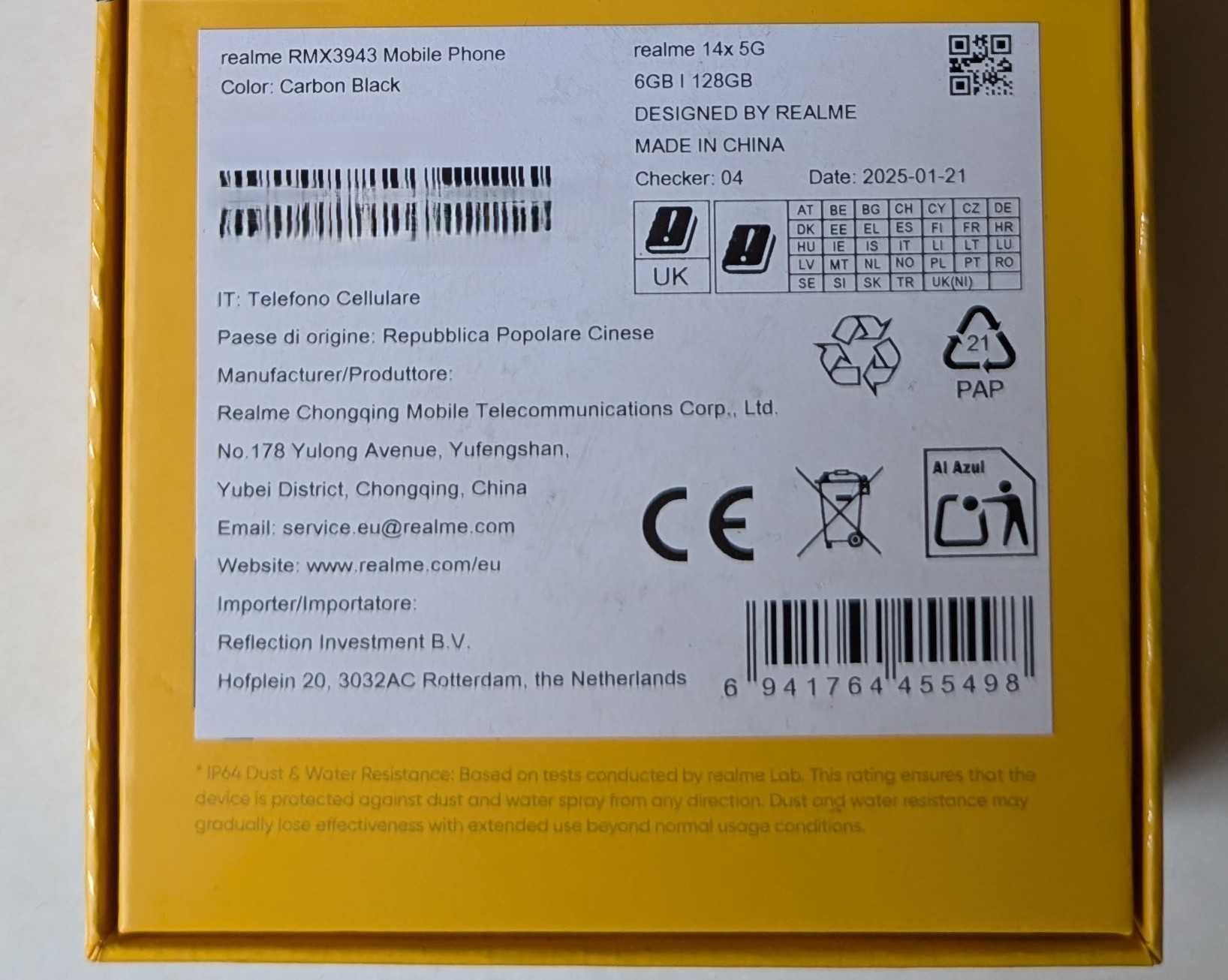 Смартфон Realme 14x 5G, 128GB, 3 години гаранция