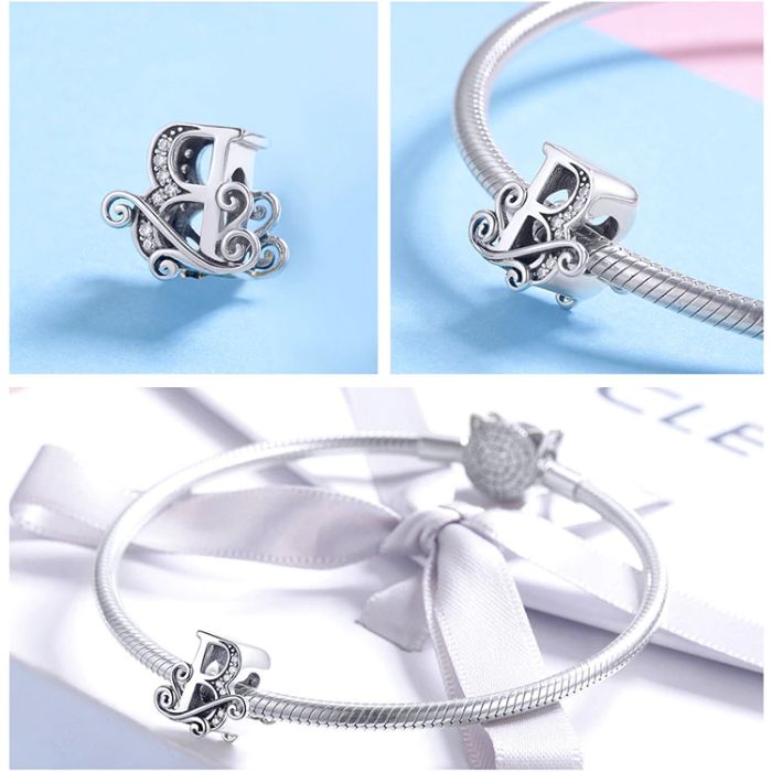 Initiale charm-uri talismane noi tip Pandora din ARGINT 925S