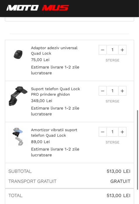 QuadLock Handlebar Mount Pro | Suport telefon moto prindere ghidon