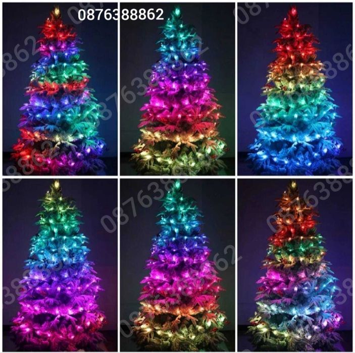 Многоцветни Коледни Лампички 10м. за Елха с Блутуут и Дистанционно