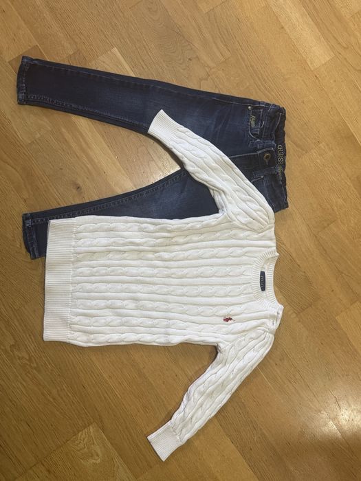 Сет за 3годишно момиченце Guess дънки Polo ralph Louren пуловер