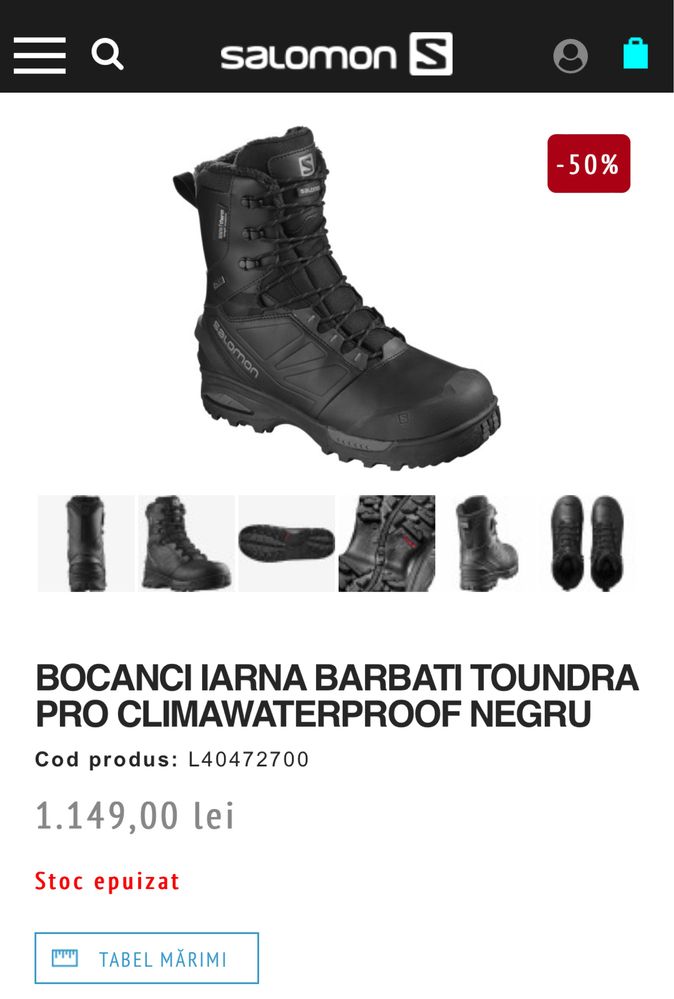 Bocanci salomon toundra pro 44 2/3 clima waterproof