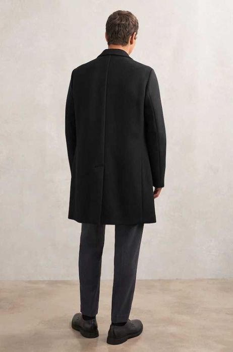 Palton slim 54 XXL premium Paolo Negrato lana moale respirabila negru