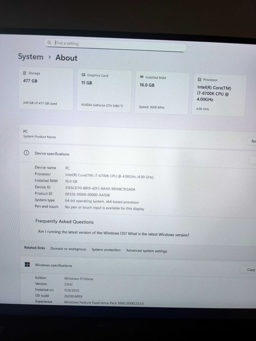 PC Gaming - GTX 1080 Ti - i7 6700k - 16 gb RAM DDR4