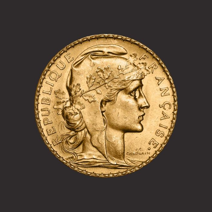 Moneda 20 franci francezi, Marianne, aprx.6,45gr. TVA 0%-IN STOC