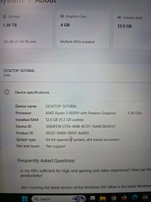 Lenovo Legion 5 15ARH7 – отлично състояние