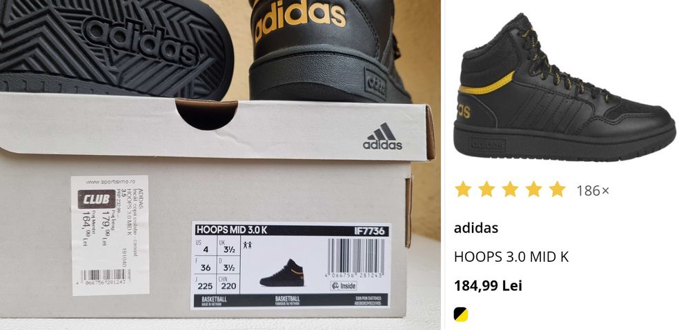 Ghete bocanci Adidas marimea 36, imblaniti