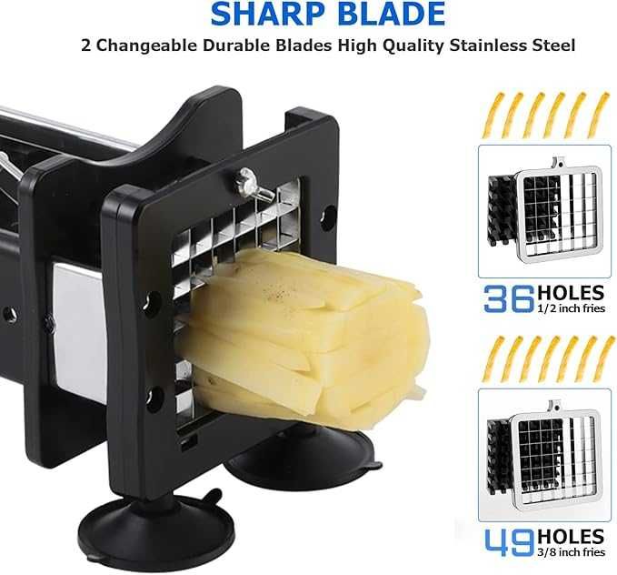 Tăietor profesional de cartofi cu lame de 12 mm și 9 mm