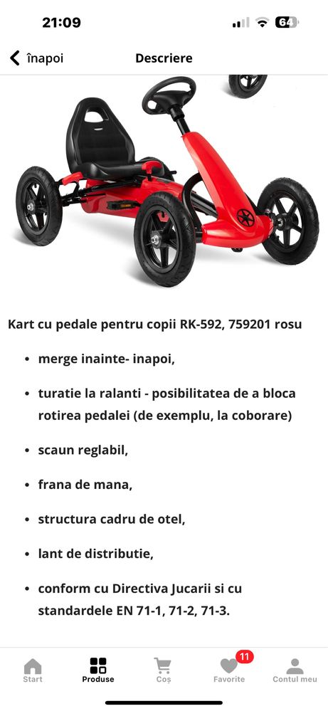 Kart cu pedale copiii