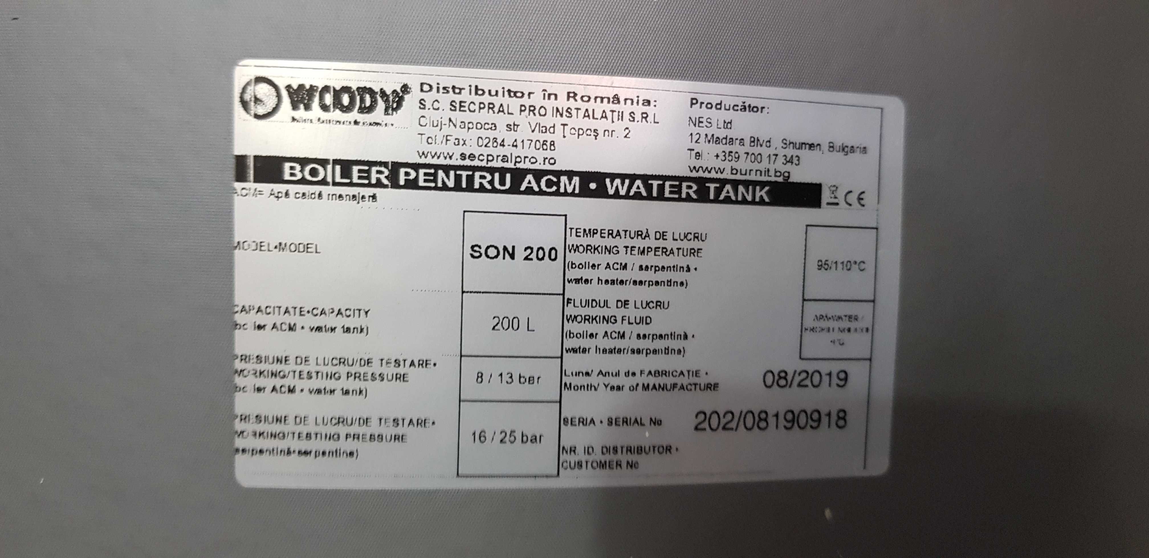 Vand Centrala Bosch Condens 2500 WBC24-1DE 24kW cu Boiler 200L,Vas Exp