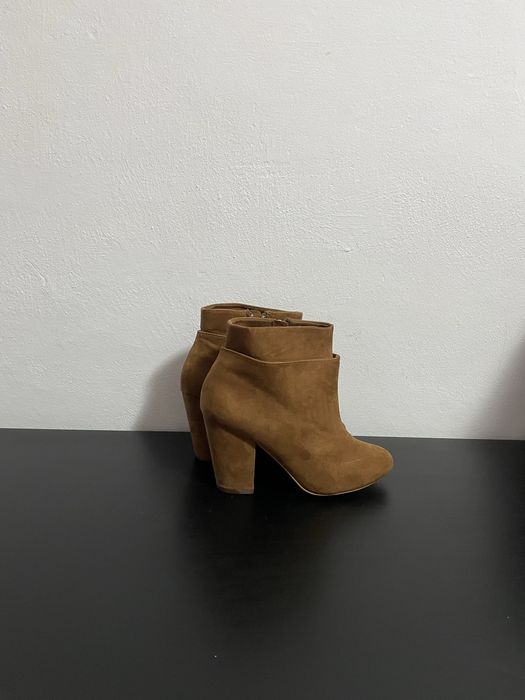 Ghete dama, din piele intoarsa, maro, marimea 36