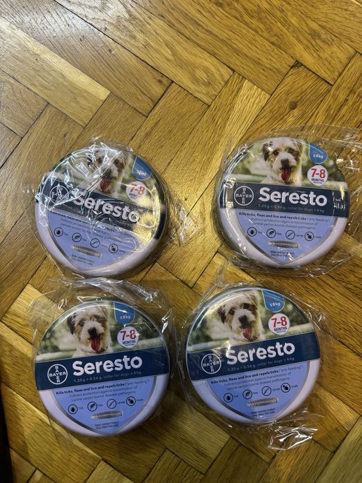 Каишка за кучета против паразити, Seresto BAYER, до 8кг, 38см, Сив