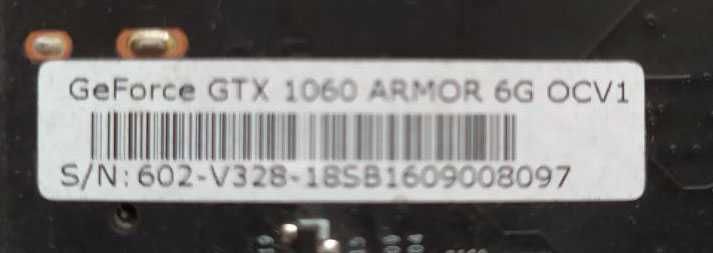 Продается видеокарта MSI GeForce GTX 1060 ARMOR 6GD5X OC