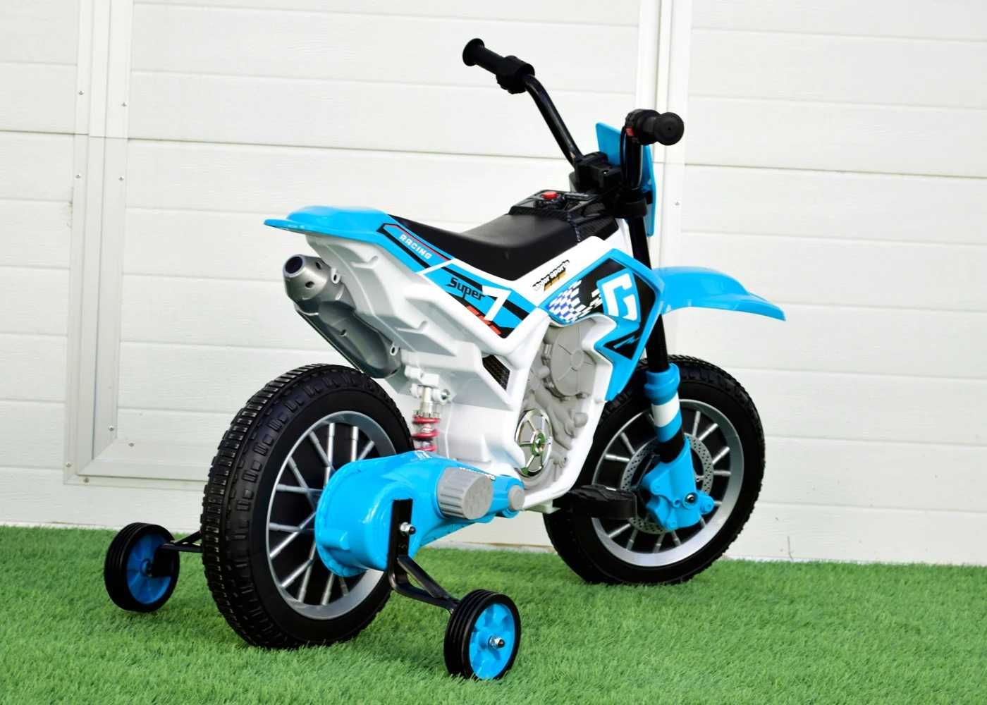 Motocicleta electrica copii 3-6 ani Go BJH022 cu roti ajutatoare Blue