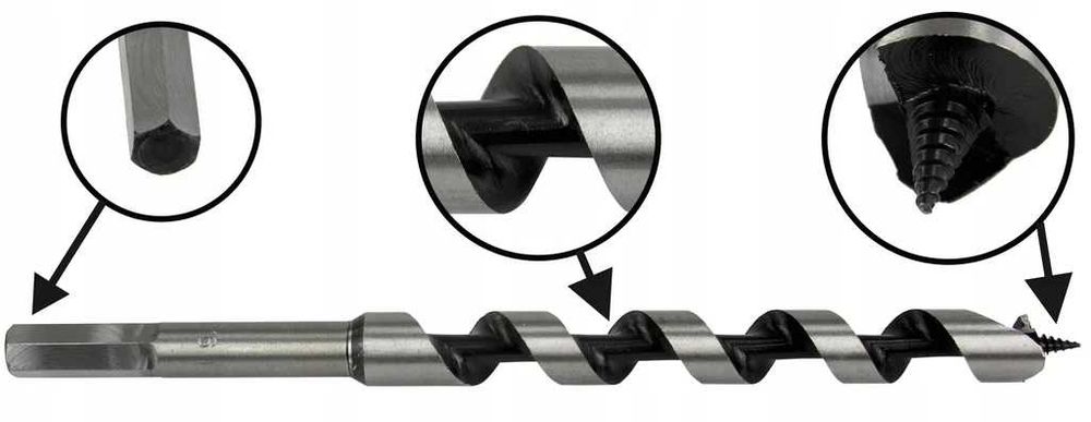 Set 6 burghie lemn 6-25mm lungi 230mm (M22350)