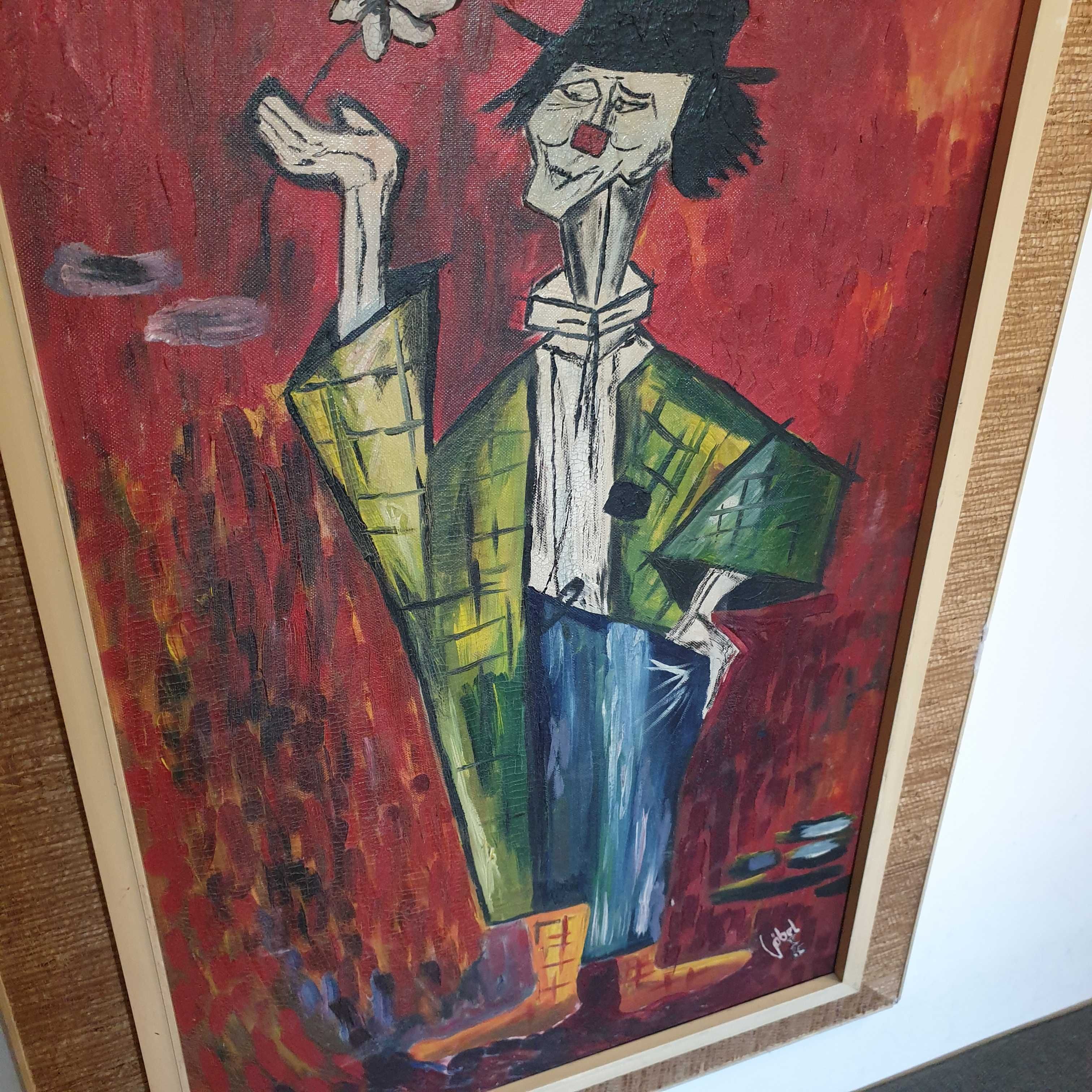 Стара картина на клоун, масло/платно,1965година ,подписана