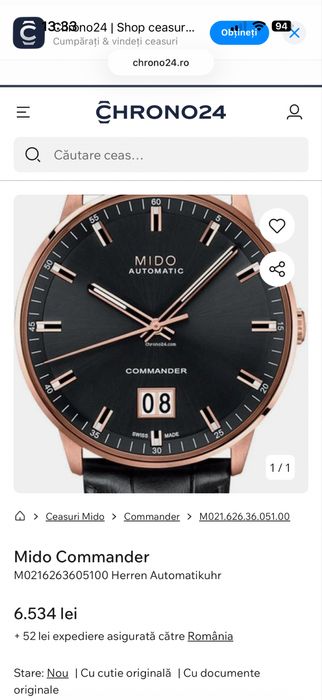 Vand ceas MIDO Commander 2 Big Date SIGILAT