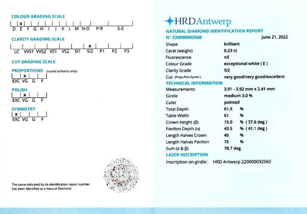 Diamante 0,23-0,29 ct., HRD Antwerp / GIA (8953,9135,3044...9152,9153)