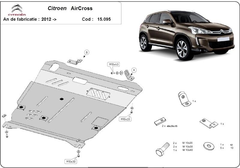 Scut motor metalic pentru Citroen C4 2004-prezent - otel 2-2.5mm