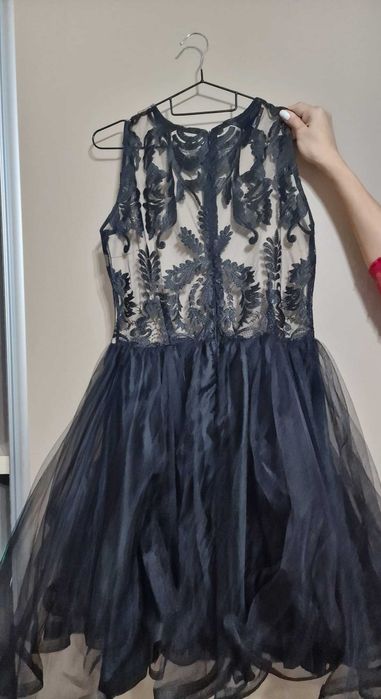 Rochie neagra cu dantela si tulle