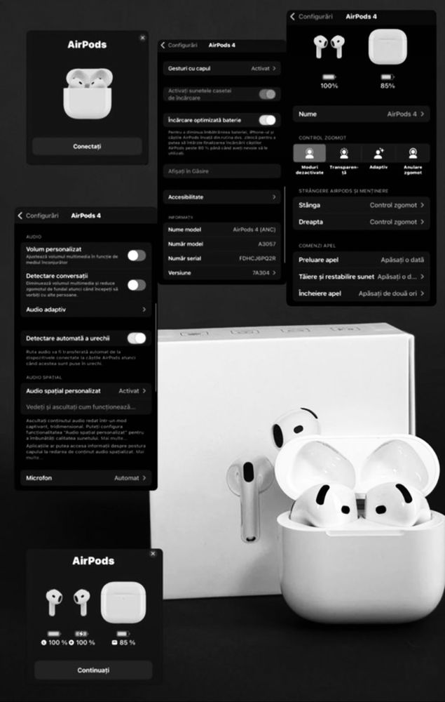 Airpods Generatia 4 Sigilate Noi Cu Noice Cancelling