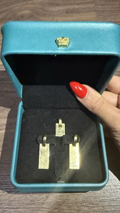 Золотые сережки и кулон 585 проба , сделано в стиле Cartier