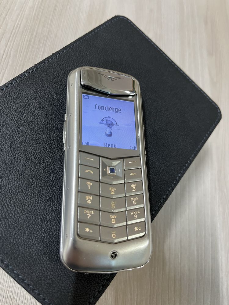 Vertu Constellation Monogram Матовая сталь, голубая кожа оригинал