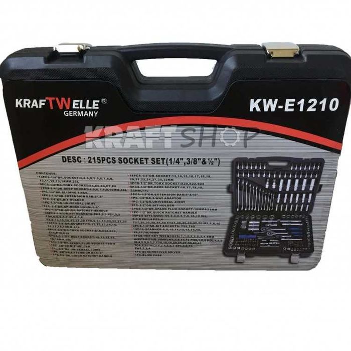 НЕМСКО Гедоре KrafTWelle 215 Части + Ключове 8-22мм + ЛЕД ФЕНЕР