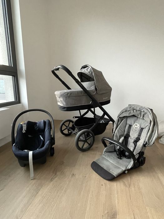 Cybex Balios S – Grey, 3 в 1 комплект + Cybex Aton Blue + адаптери