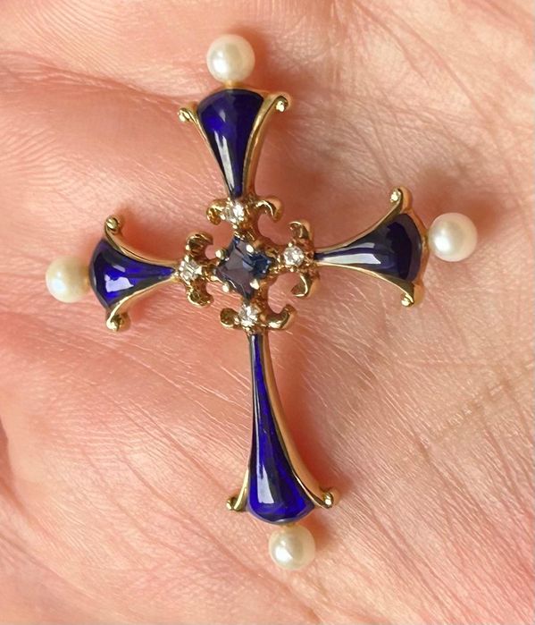 Cruciuliță Faberge din aur de 14K
