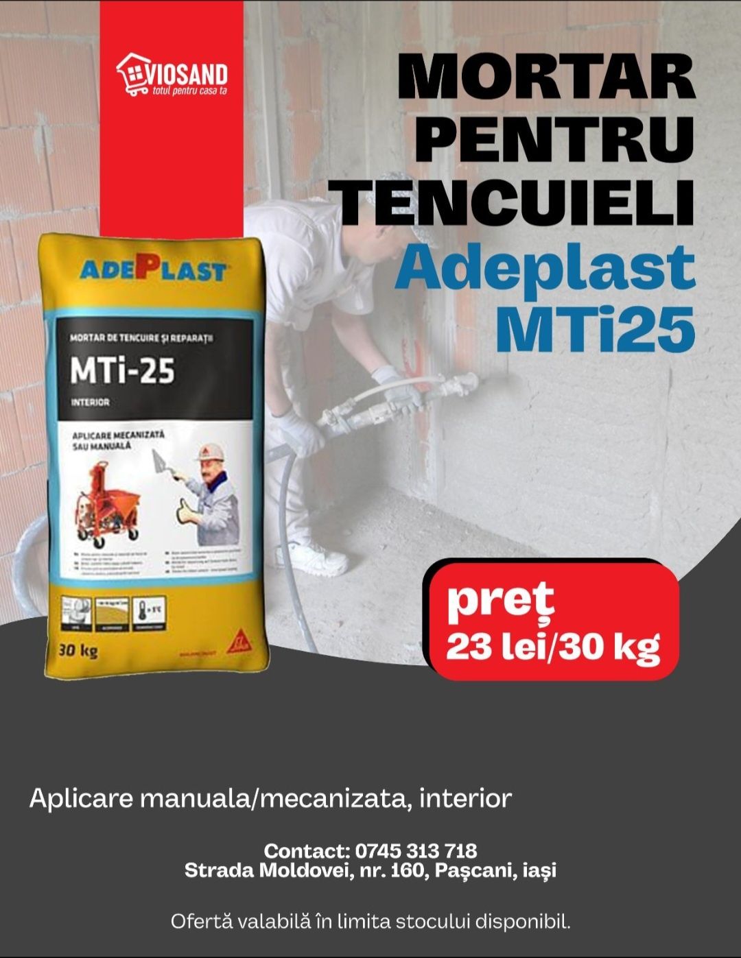 Tencuiala aplicare manuala / mecanizata Adeplast MTi-25, interior, 30