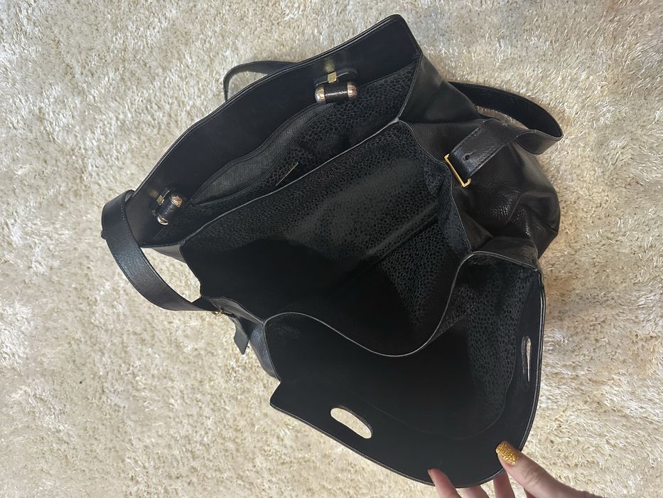 Desmo Geanta poșetă piele naturală neagră