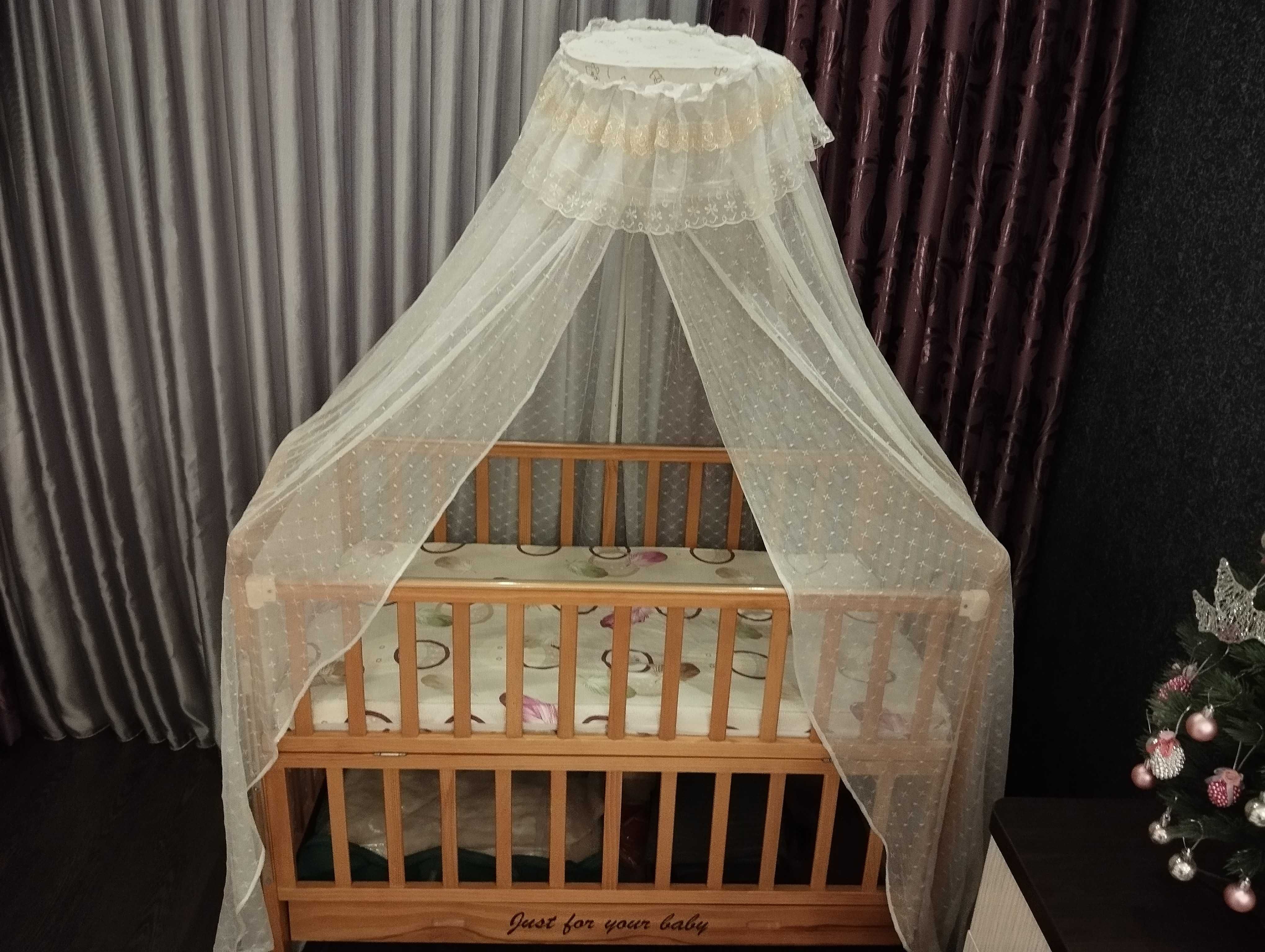 СРОЧНО Детская деревянная кроватка с люлькой в Отличном состоянии