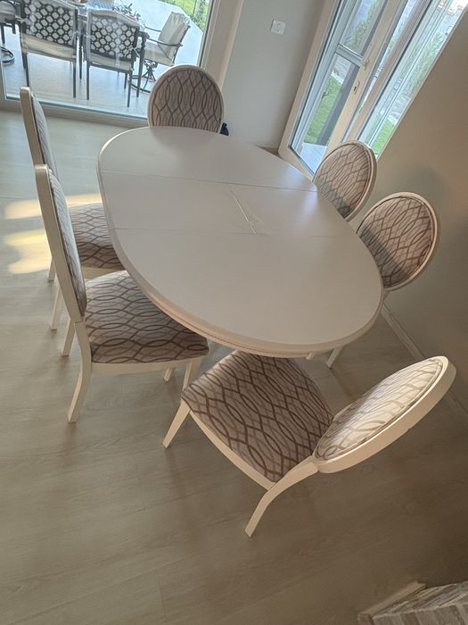 Masa dining lemn extensibila + 6 scaune