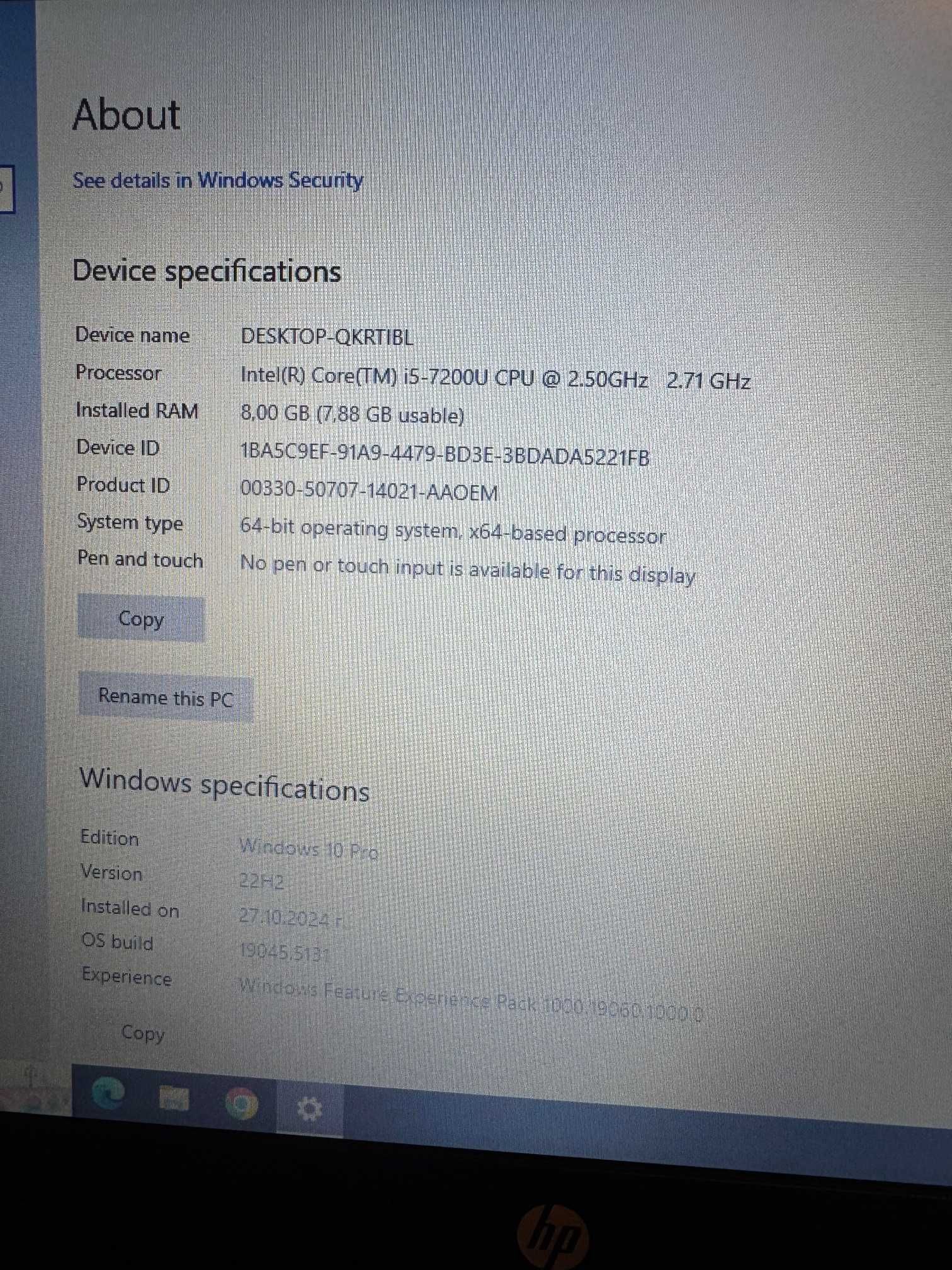 HP Elitebook 820 G4 i5/8RAM/256SSD