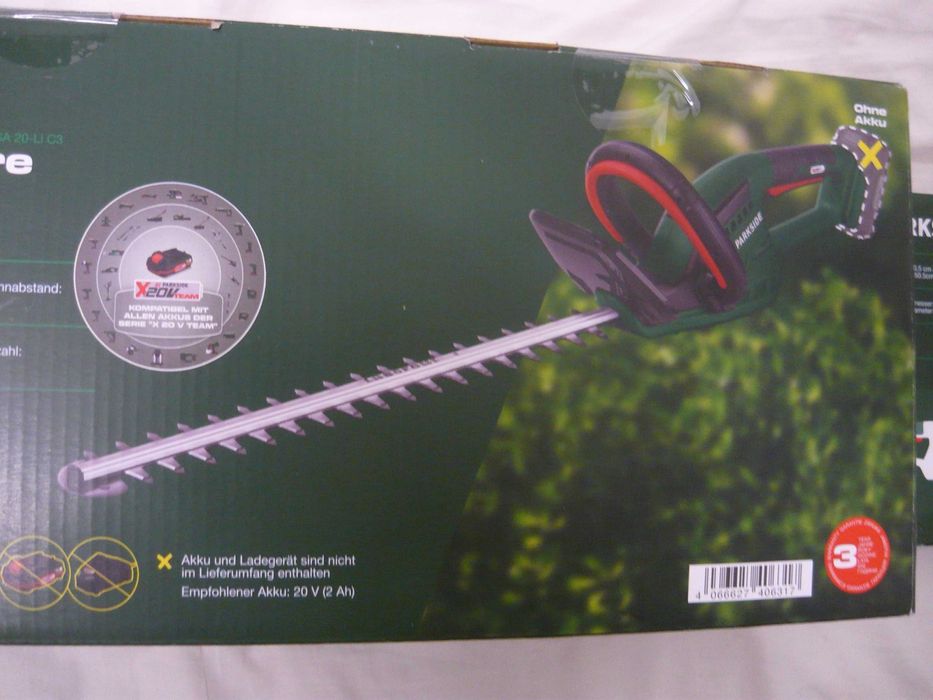 Trimmer gard viu NOU pe acumulator 20 V Parkside, foarfecă electrică