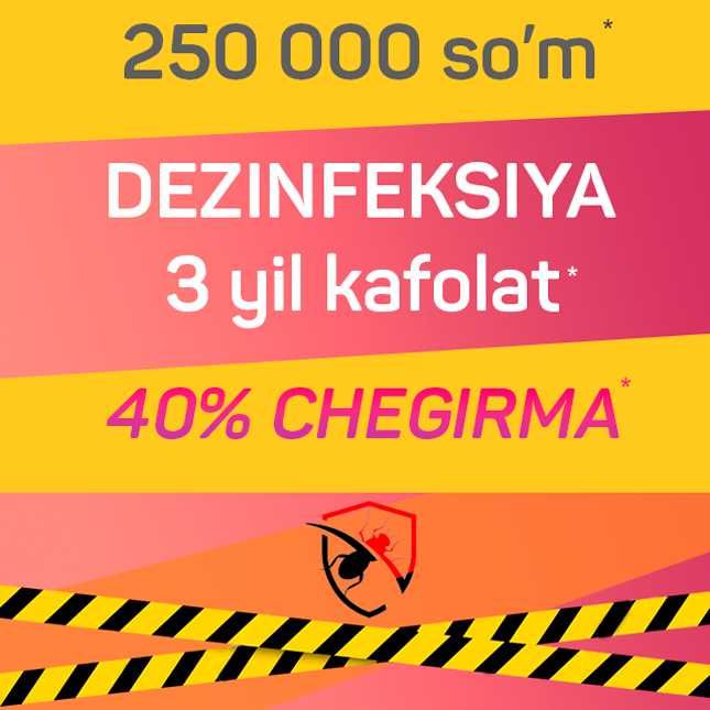 Dezinfeksiya klop klapa tarakan burga chivin pashsha chayon ilon mogor