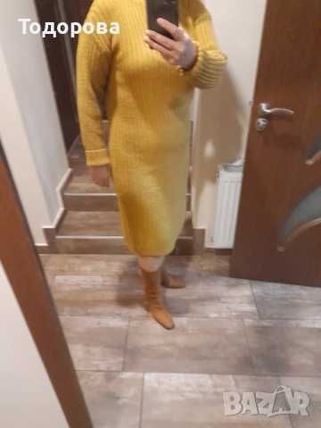Рокля цвят горчица Л-ХЛ